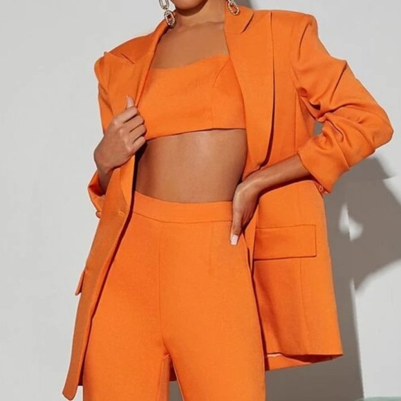 MODA ME COUTURE Jackets & Blazers - ORANGE Classic Work Chic Blazer Minimalist Contemporary
